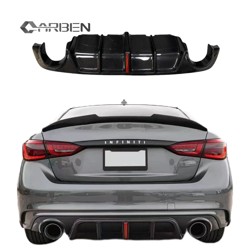 

MRD Q50 V2 Carbon Fiber Diffuser High Quality Front Lip Rear Bumper with Exhaust Cut-Outs for 2018+ Infiniti Q50 Payment Via TT