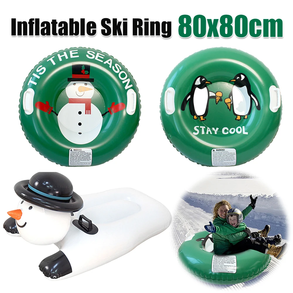 

PVC Thickened Ski Ring with Handles Snow Tube Sled Wear Resist Snow Sledding Tool for Outdoor Winter Family Activity