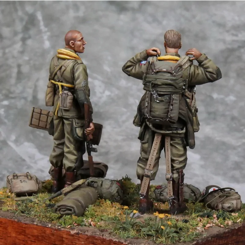 1/35 Scale Resin Figure Model Building Kits Historical Military Miniatures US Army Airborne 2 Figures Unassembled Unpainted 977A