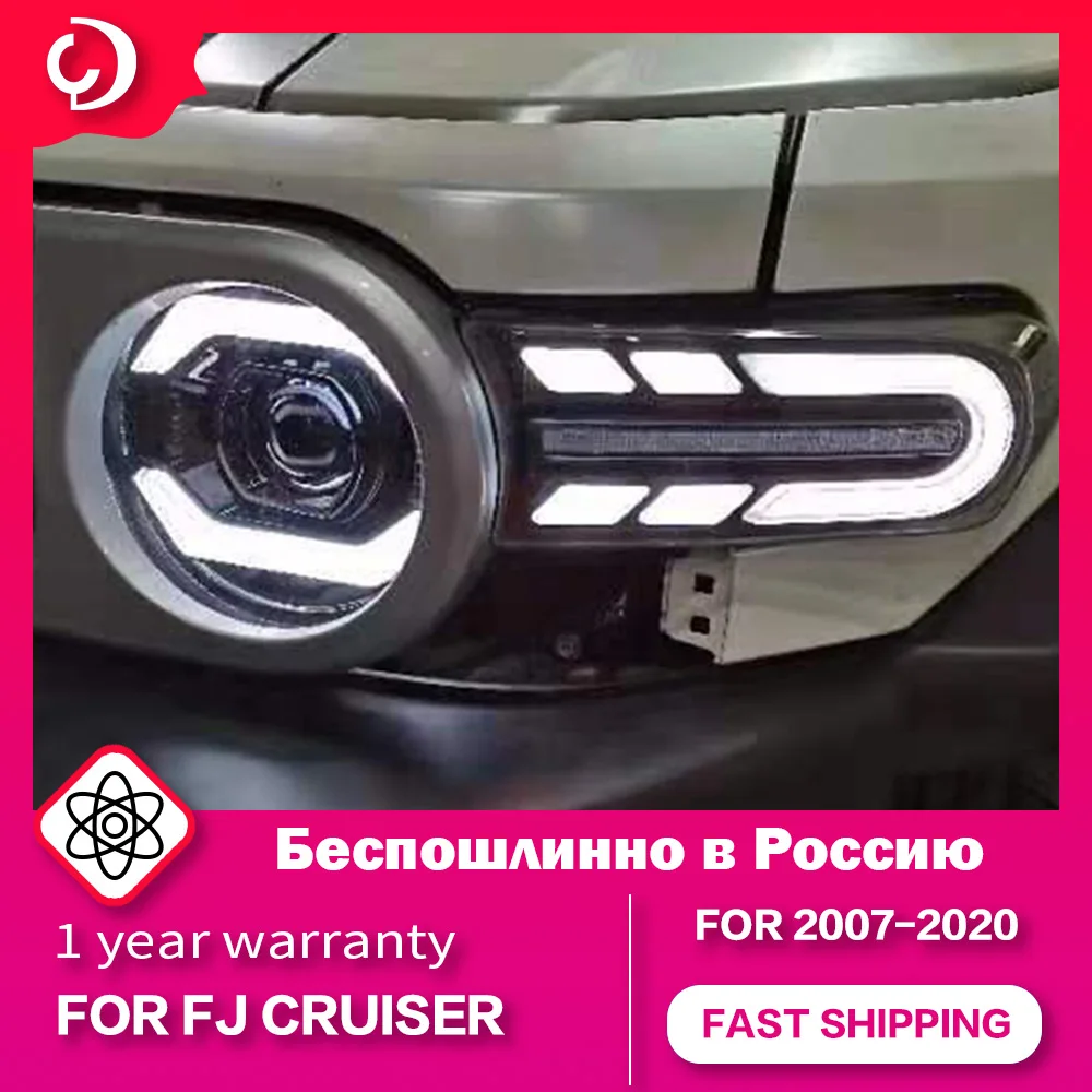 

Headlights for Toyota FJ Cruiser 2007-2020 Full LED Day Running Head Lamp DRL Turn Signal Projector Bifocal Lens Accessories