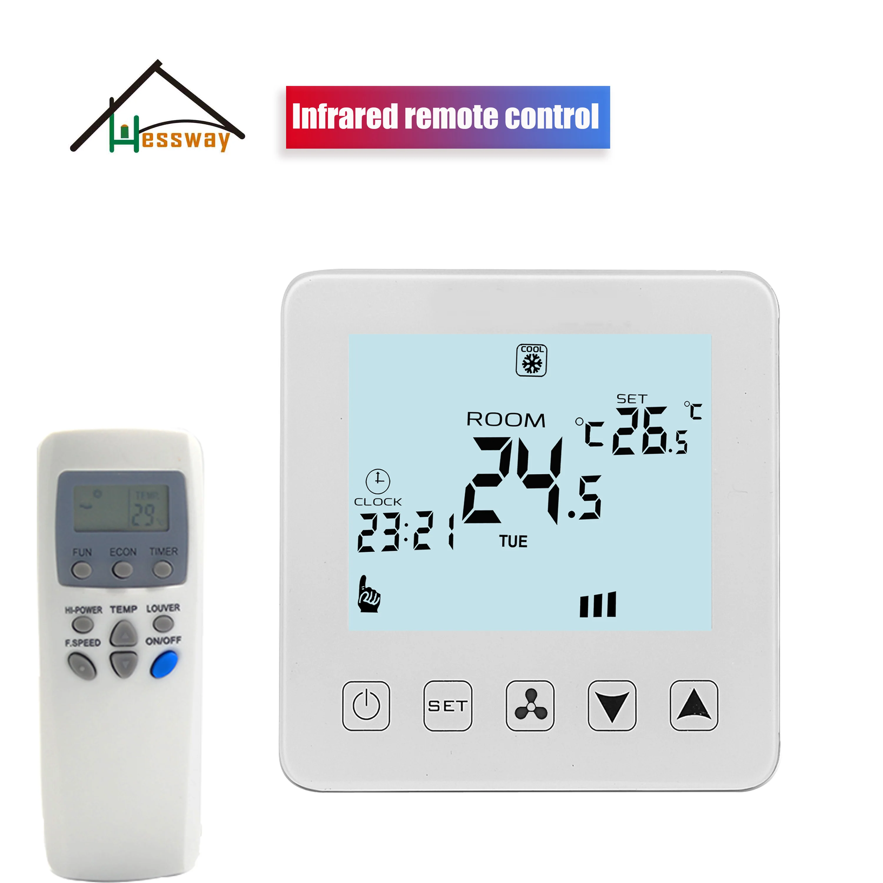 2p 4p Remote Control Programmable Room Thermostat for Cooling/Heating Temperature 3-Speed Fan Coil Units NC/NO Valve