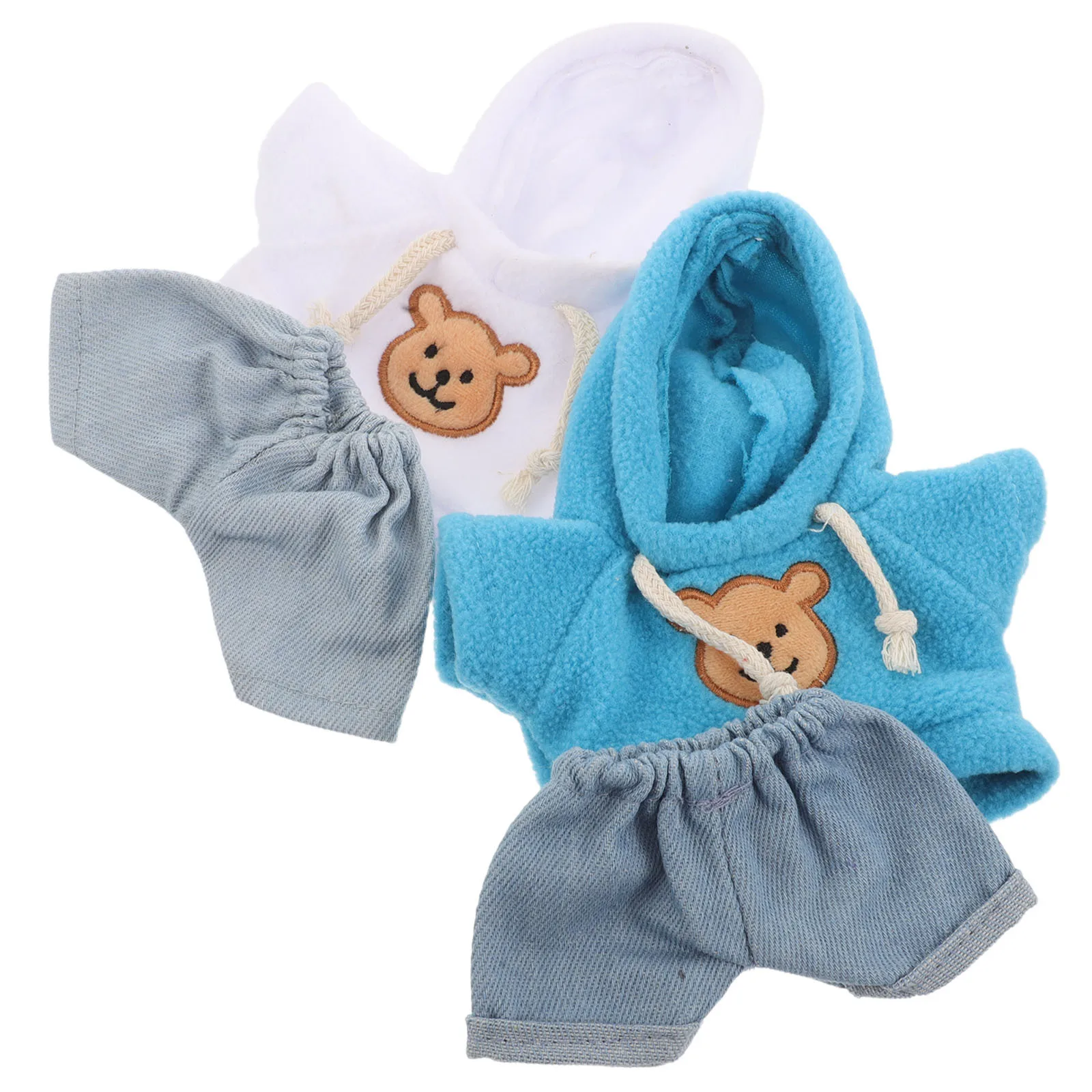 

4Pcs Bear Clothes Set Hoodie Denim Pants for Small 20Cm 8Inch Stuffed Animals DIY Bear Clothing Outfit Kit Stuffed Clothes