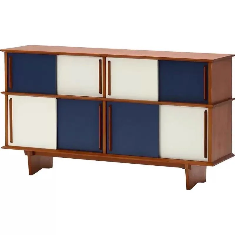 

Medieval style solid wood dining side cabinet, living room against the wall storage, retro style small apartment storage