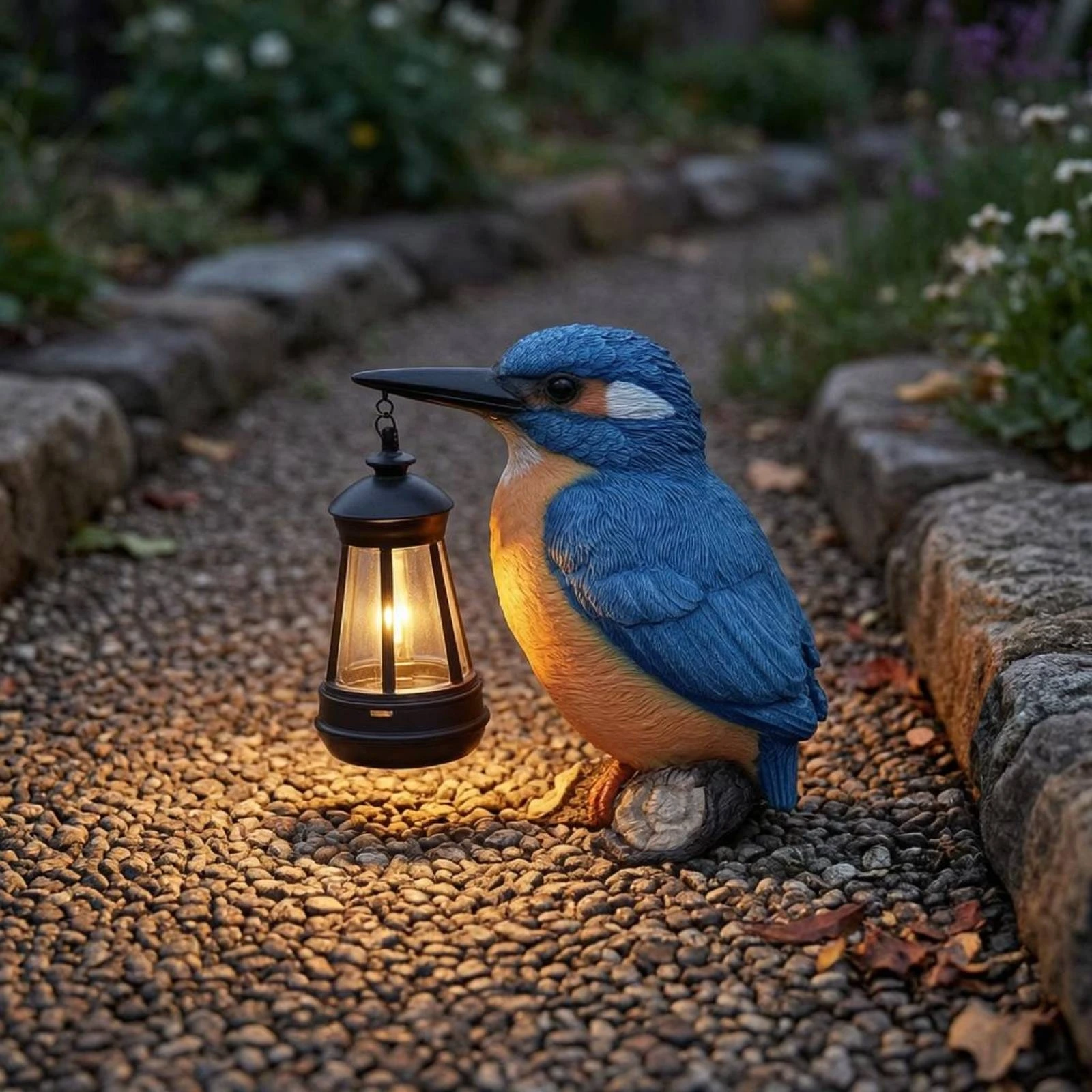 Solar Kingfisher Statue Resin Hanging Lantern Bird Bird Statue Light Realistic Design Outdoor Decor Weatherproof for Yard, Patio - view 3