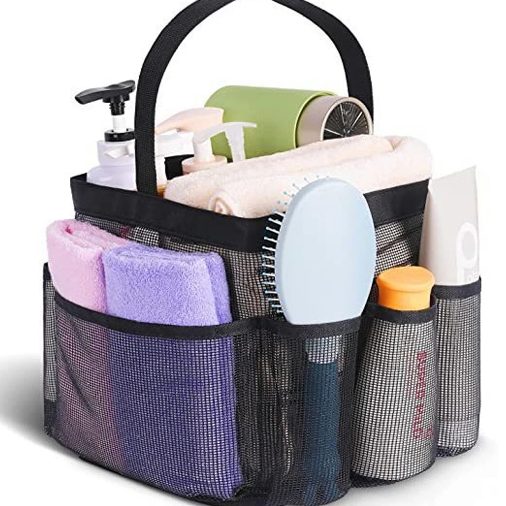 Mesh Shower Quick Dry Shower Caddy Shower Basket Tote Bag Large Capacity Shower Organizer Bag with Handle for Beach Swimming Gym