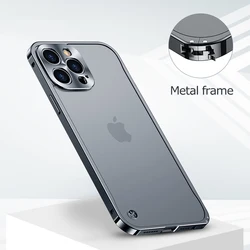 Metal Phone Cases For IPhone 12 13 14 Pro Max Cover 16 Plus Magnetic Aluminum Frame Phone Shell For Iphone 15 12 Mini 13 Pro Max