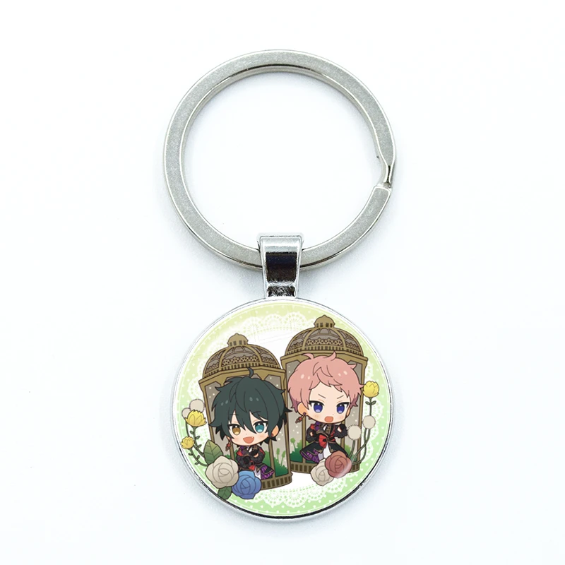 Ensemble Stars Keychain Virtual Idol Laser Cullet Glass KeyRing Bag Car Key Chain Cosplay Anime Kiryu Kuro Kagehira Mika Jewelry