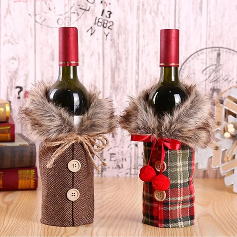 Christmas Wine Bottle Cover Merry Christmas Decorations For Home 2025 Natal Christmas Ornaments Xmas Gifts Happy New Year 2024