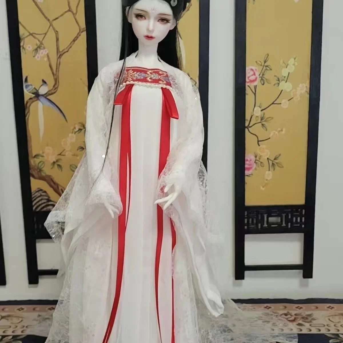 Clothes for doll 60cm 1/3 BJD skirt ancient women's dress, sequin gauze white dress