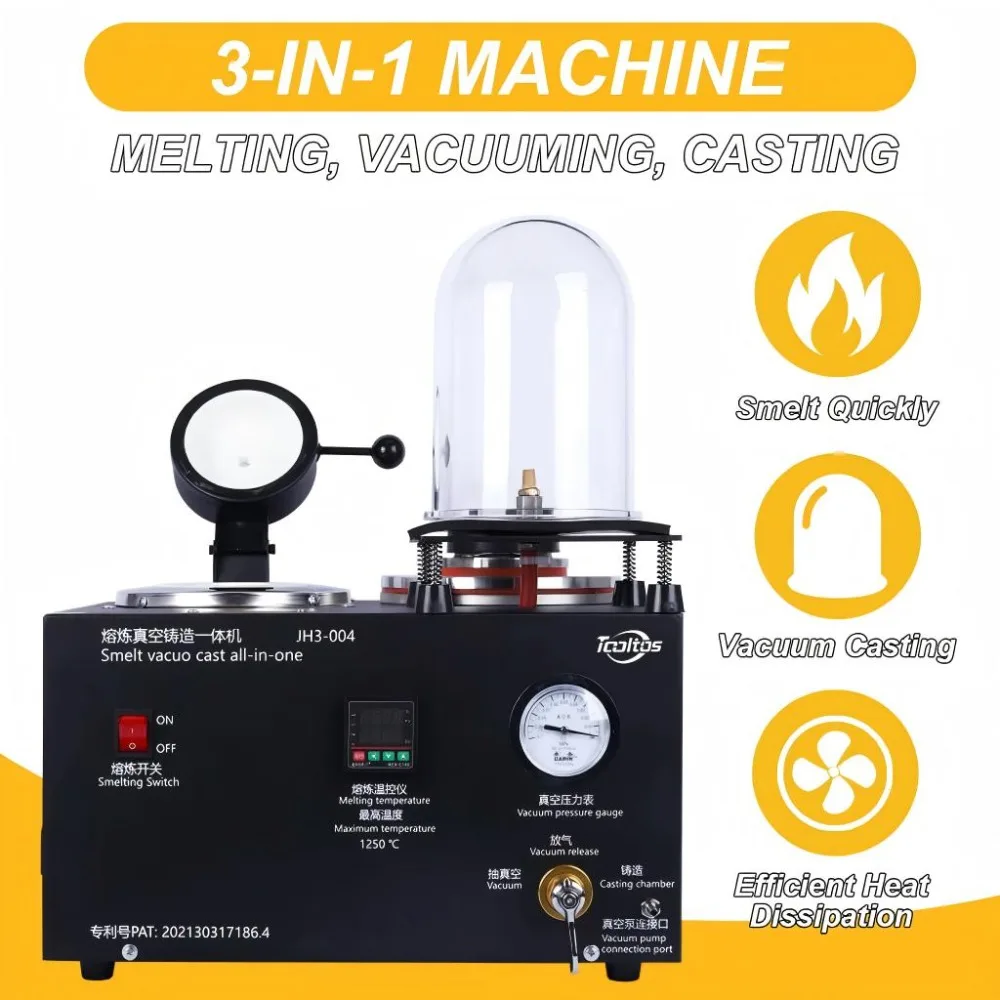 Tooltos Lost Wax Method Digital Display Jewelry Vacuum Investing Casting Melting Machine