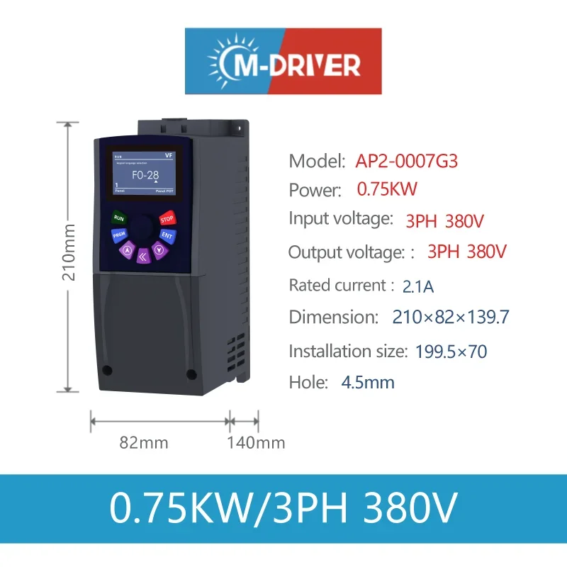 IP54 0.75kw Vfd Inverter Built in Brake Unit Waterproof Three-Phase 380v Variable Frequency Drive (VFD) With LCD Keypad