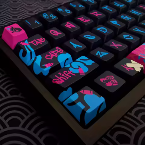 Jinxx Theme Keycap Set 162key PBT Custom Graffiti Side Engraved Keyboard Cap Cherry Profile Game KeyCap for Mechanical Keyboard