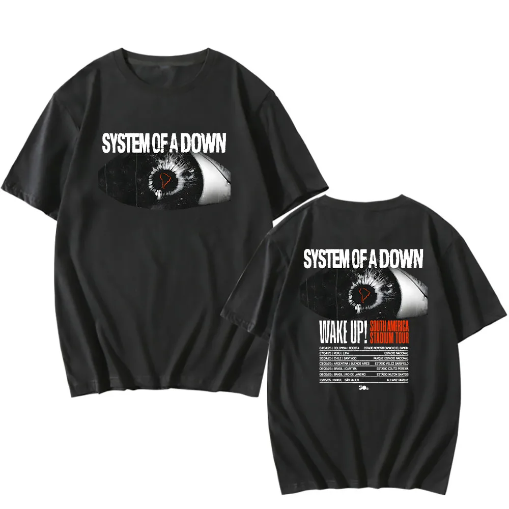 Wake Up South America Stadium Tour 2025 T-shirt System of A Down Band Tshirt Cotton Tees Round Neck High Quality Tee-shirt Male