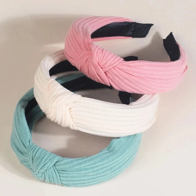 3Pcs Fashion Knotted Headbands for Women Simple Solid Color Hair Band Cross Knot Cloth Hairbands Girls Hair Accessories