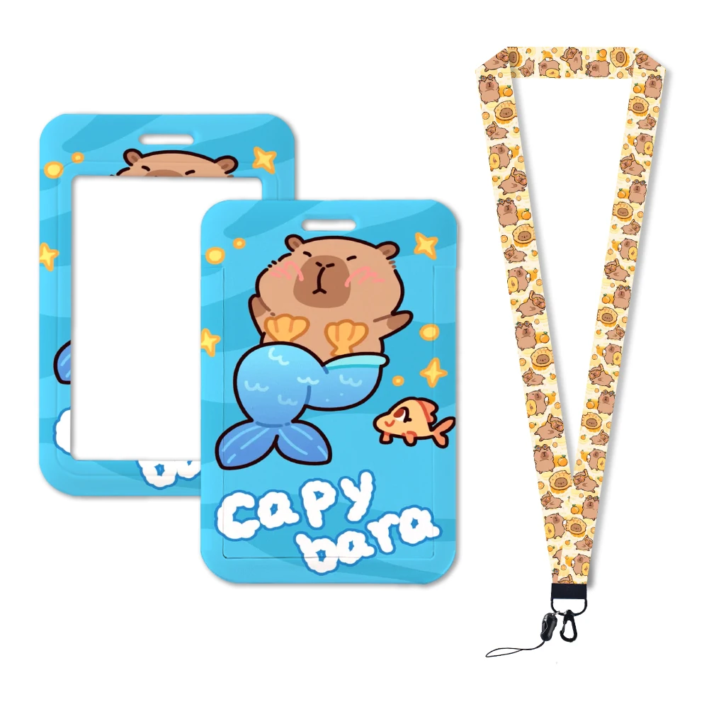 Cute Capybara Lanyards Keychain Badge Holder ID Credit Card Pass Hang Rope Lanyard for Keys Accessories Gifts