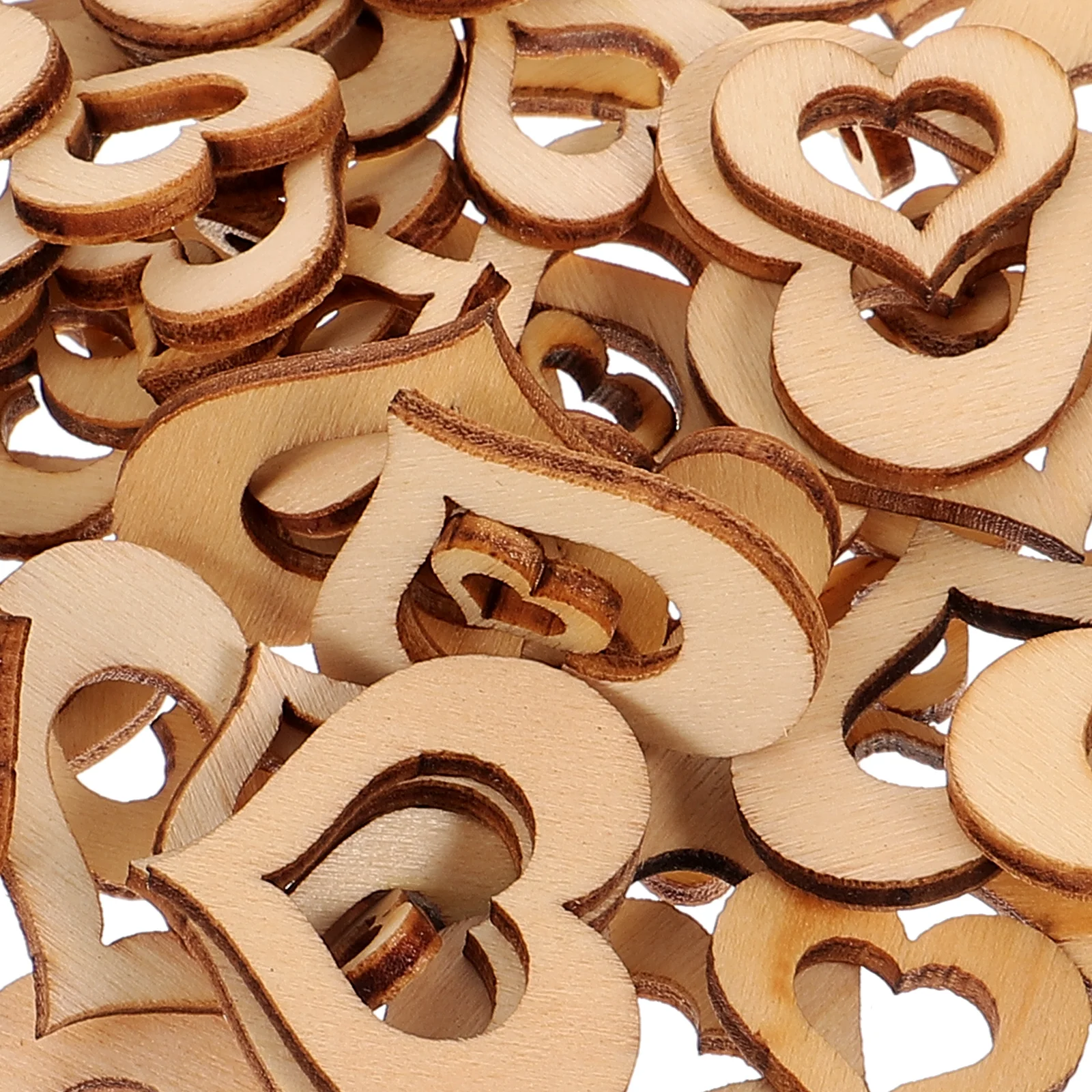 

100Pcs Wedding Decoration Unfinished Wood Hearts Hollow Wooden Cutouts DIY Craft Blanks for Home Party Unfinished Wood Cutouts