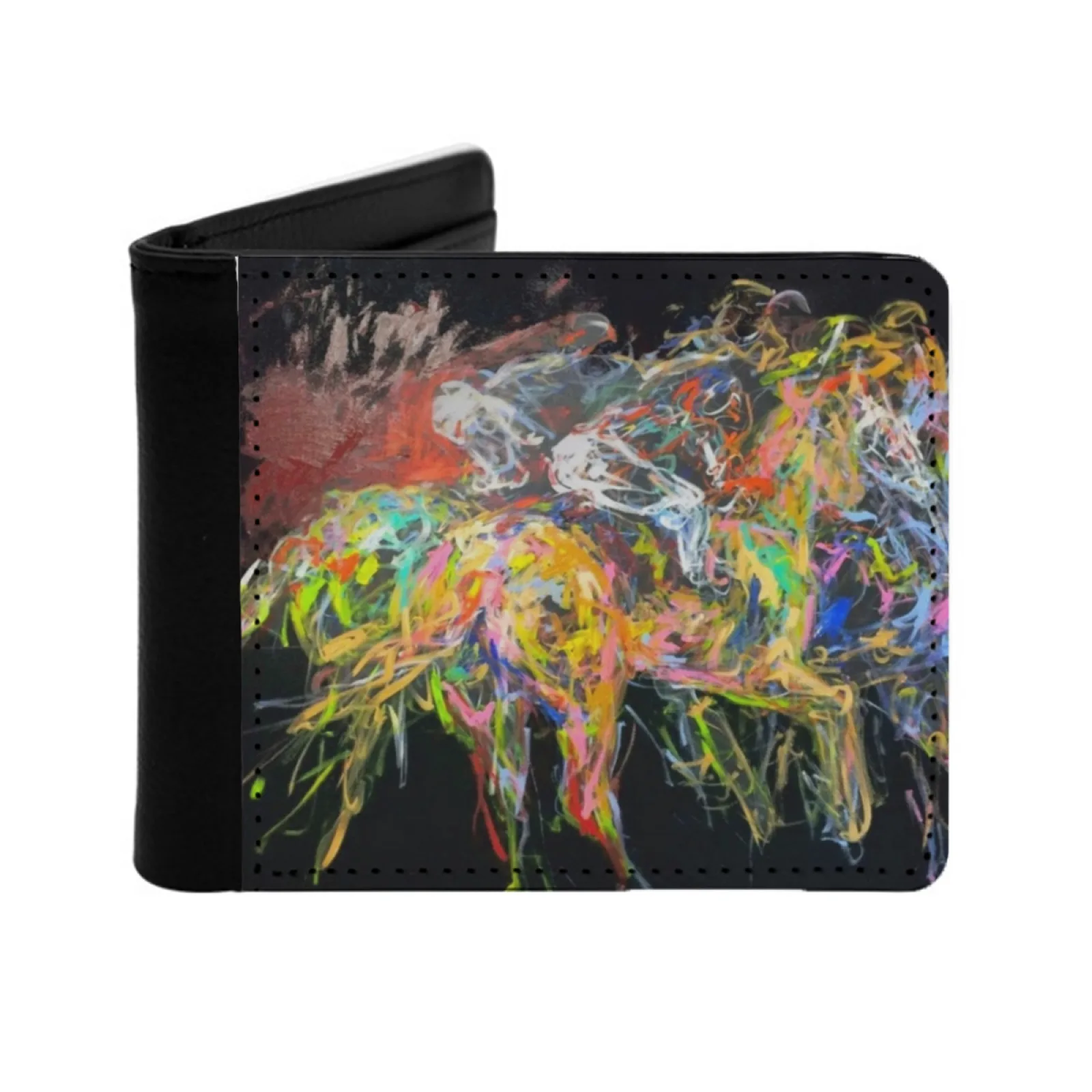 Derby Abstract Personalized Men's Leather Wallet Card Money Bag Pu Leather Wallet Derby Galloping Gallop Horse Sport Queen