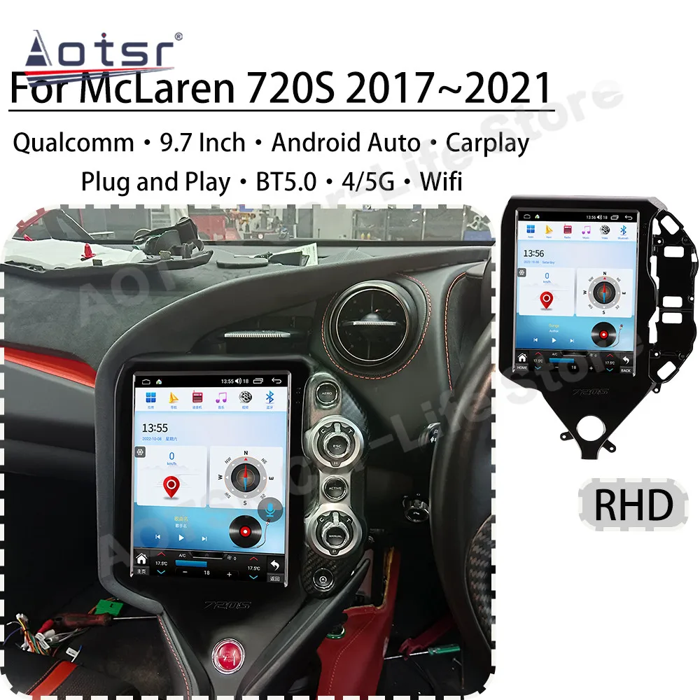

Multimedia Android 14 For McLaren 720S 2017~2021 Car Radio Coche With BT 5.0 Wifi Wireless Carplay Auto Mirror Link Head Unit