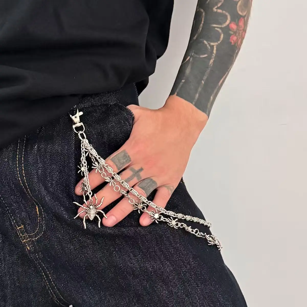 Halloween Costume Goth Spider Pendant Pants Chain for Men Women Jeans Waist Chain Punk Y2K Hip Hop Unisex Streetwear Belt Chain