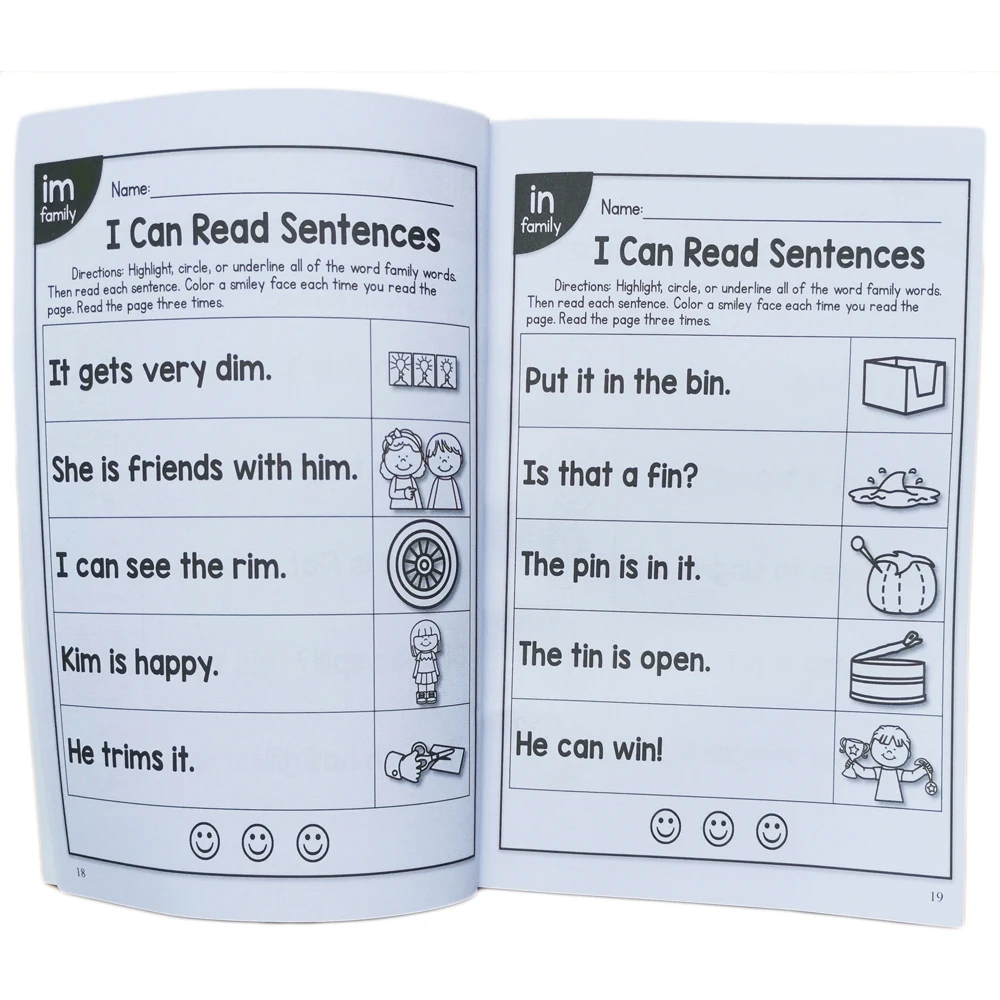 Inglês Phonics Regras Practice Book, Eu posso ler o livro de exercícios para crianças, As crianças aprendem, Inglês brinquedo educativo, 113 P