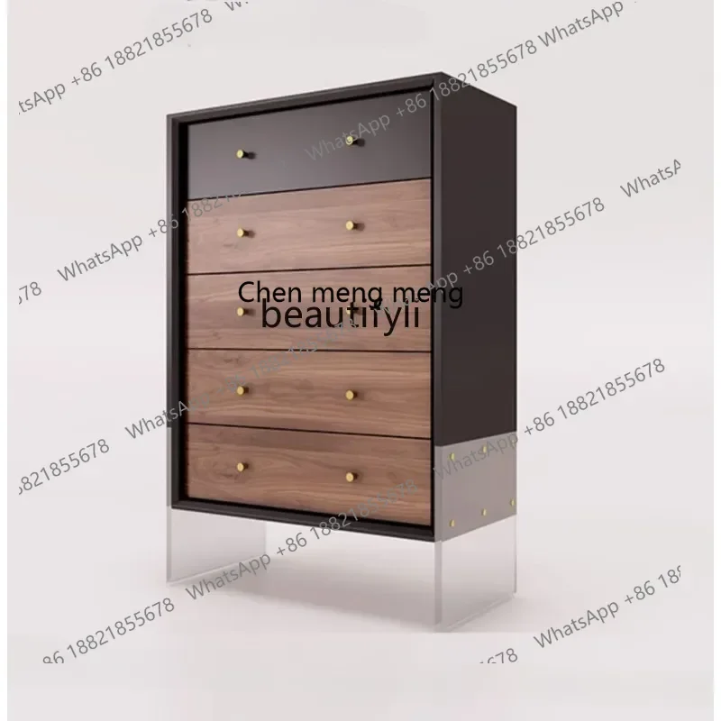 

xz1Chest of Drawers Bedroom Simple Modern Solid Wood Storage Cabinet Living Room Wall Locker Minimalist Chest of Six Drawers