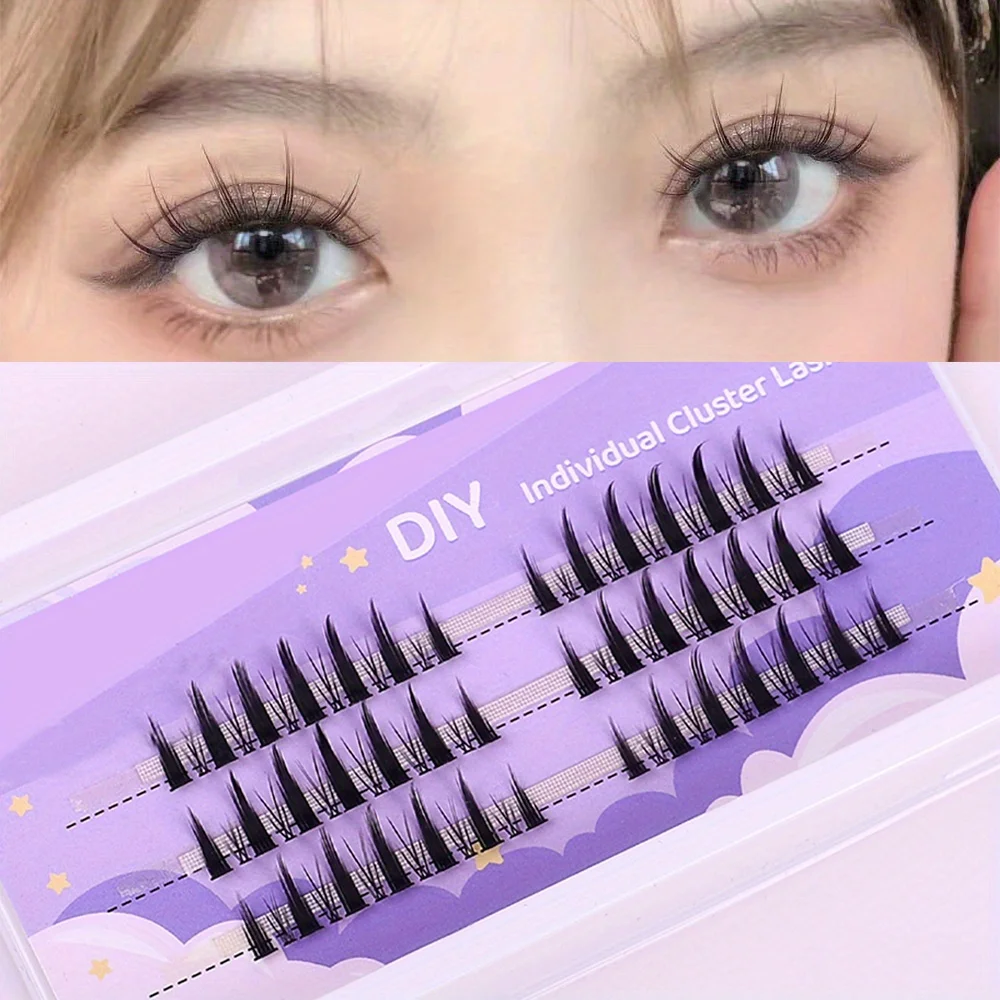 126Pcs 3-Pack Manga Lashes False eyelash extension self-grating lashes extension Cotton Bonded Cluster