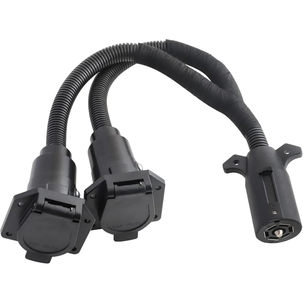 

7-контактный разветвитель Y для прицепа для грузового кемпера и прицепа, разъем «папа-двойной разъем «мама», адаптер 20 дюймов