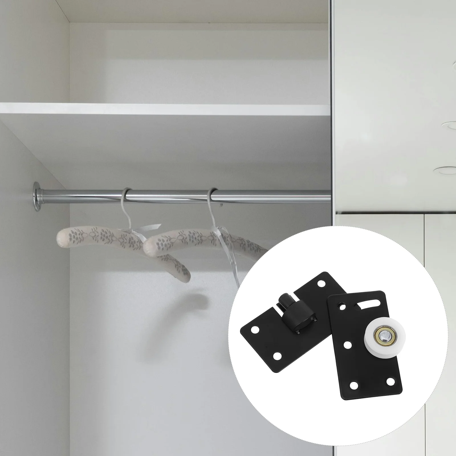 

1Set Sliding Door Roller Pulley Hardware Kit Black for Wardrobe Closet Cabinet Doors Smooth Quiet Sliding Door Track Wheels