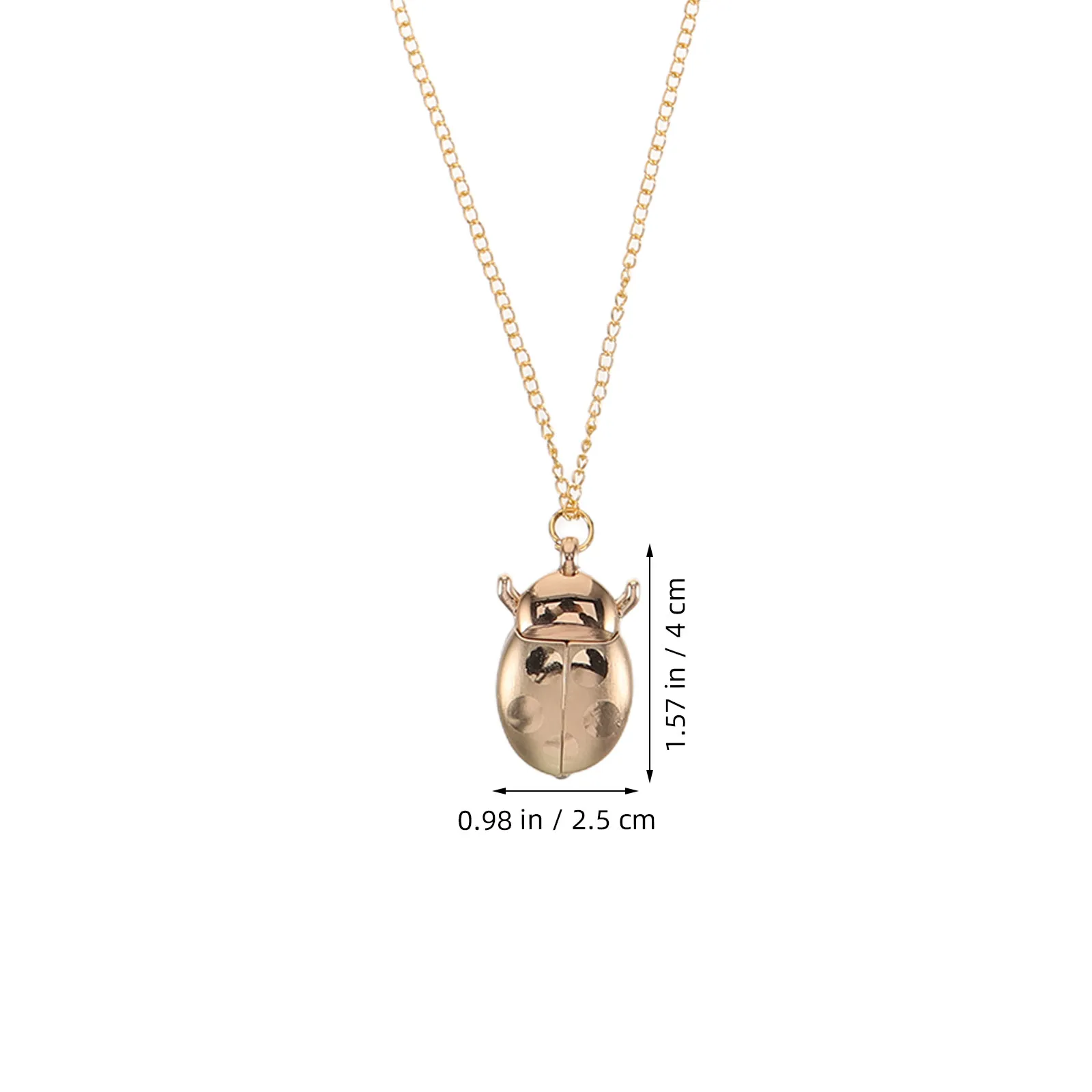 Stylish Ladybug Pocket Watch Necklace Vintage Alloy Quartz Arabic Numeral Pendant for Girls Boys Kids Teens Holiday School Party