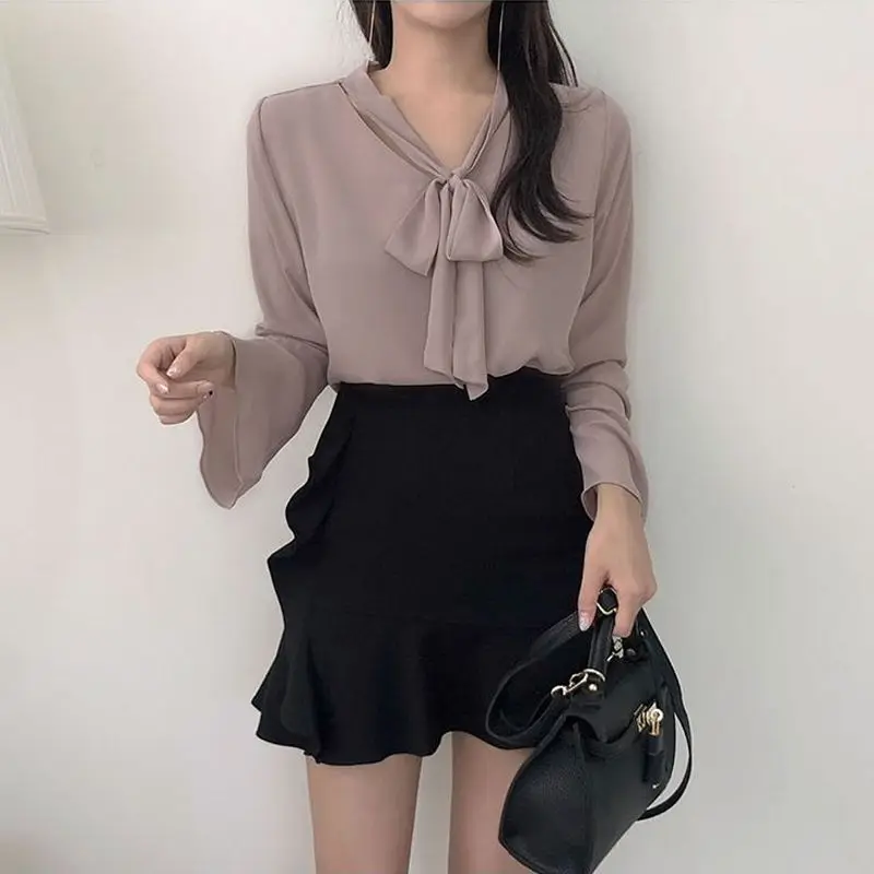 

Mini Skirts Women Hip Wrapped Black Ruffles Korean Style Hotsweet Elegant Ladies Office Commuting All-match Ins Summer Spring