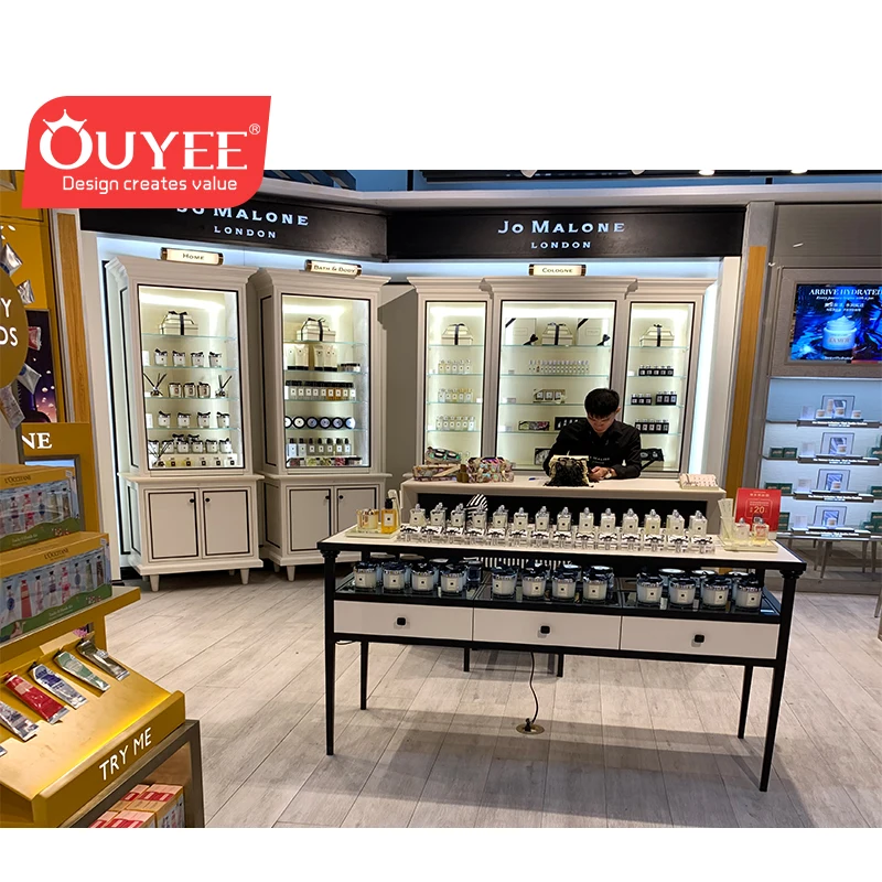 Customized-Commercial Perfume Booth Display Cosmetic Inside Shopping Mall High End Cosmetics Display Design Kiosk From Factory D