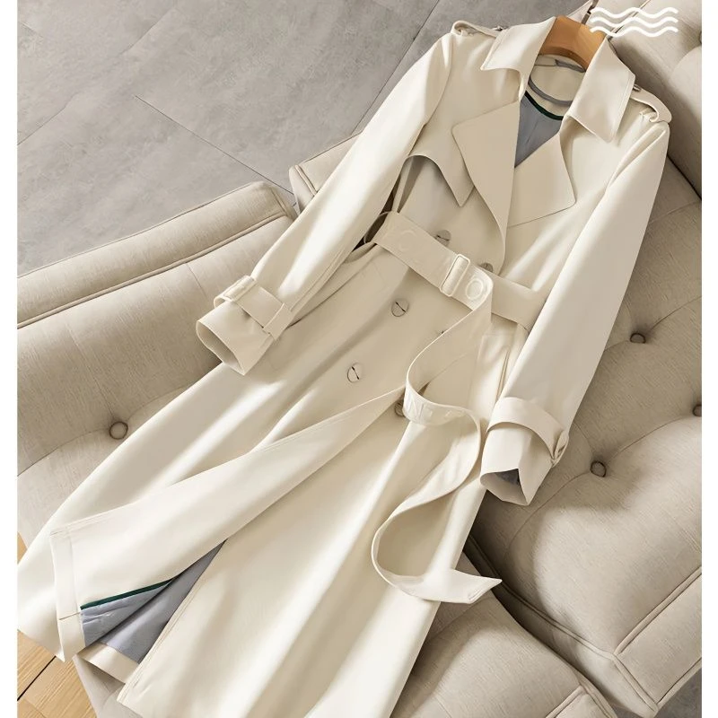 

2024 Autumn New Fashionable Commuting Korean Style Unique Trench for Women Loose British Style Khaki Medium-length Thin Trench