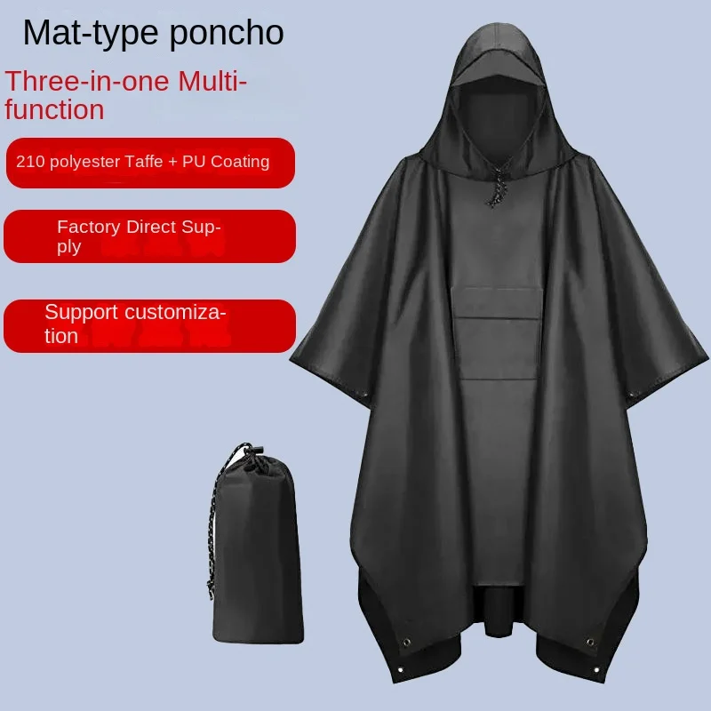 Canopy 3-in-1 foreign trade PU coated raincoat cape hiking mountaineering outdoor multifunctional adult rain poncho wholesale