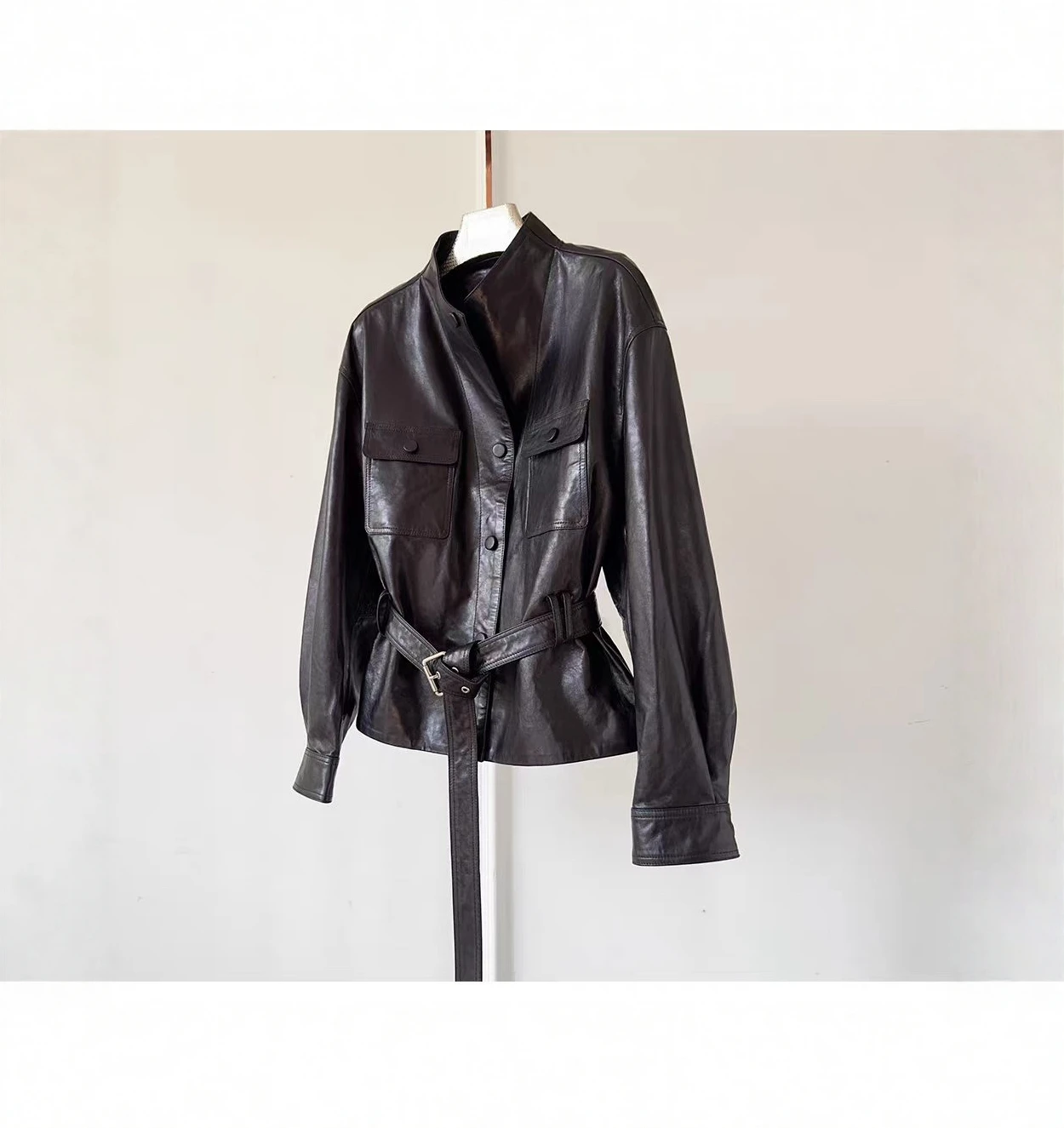  Ning Genuine Leather Jacket Women's Fashion Short Style Autumn Winter New Arrival Motorcycle Top Quality Leather Coat