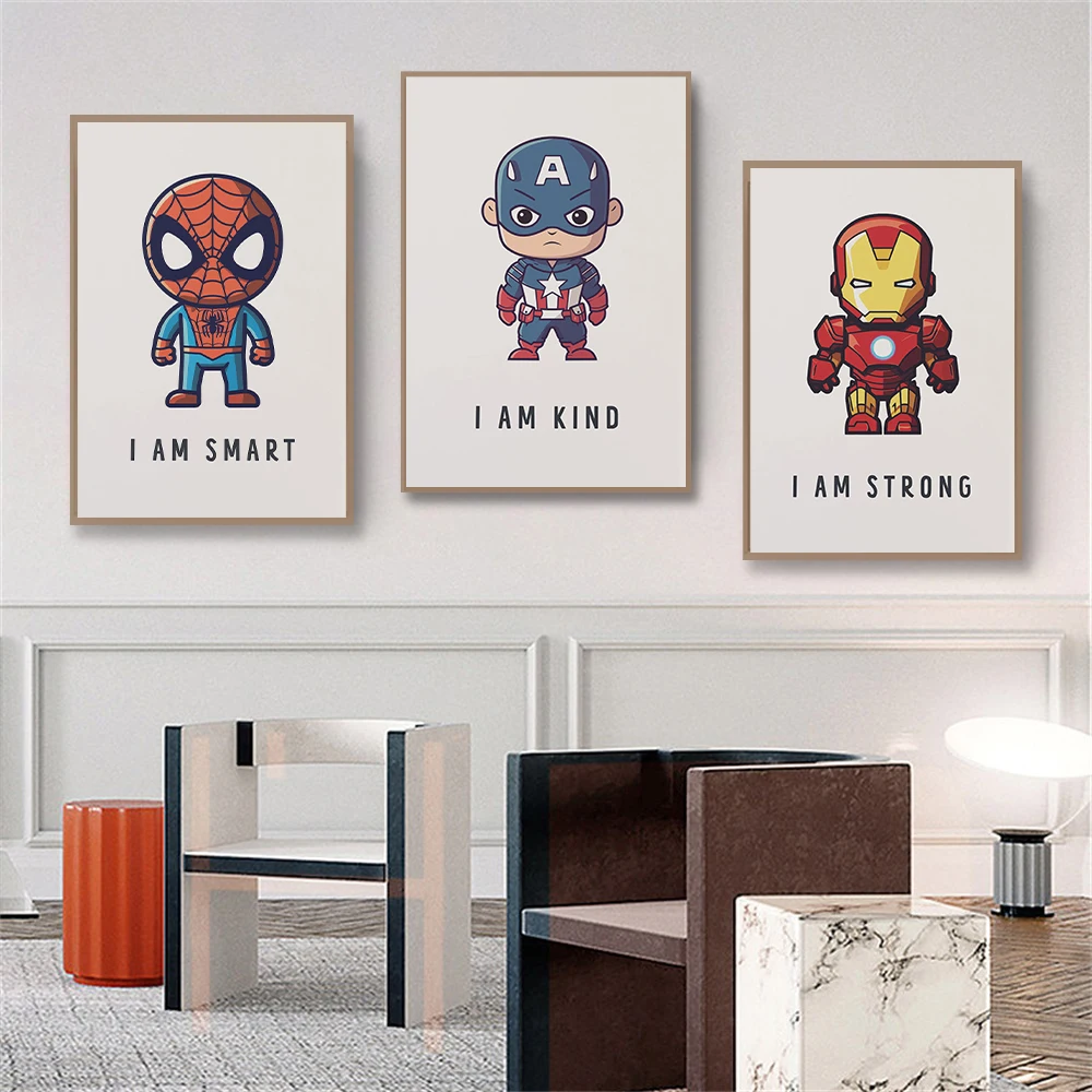 

Disney Set of 4 Pop Anime Characters SpiderMan Hulk Wall Art Canvas Painting Poster Wall Decoration Home Living Room Bedroom