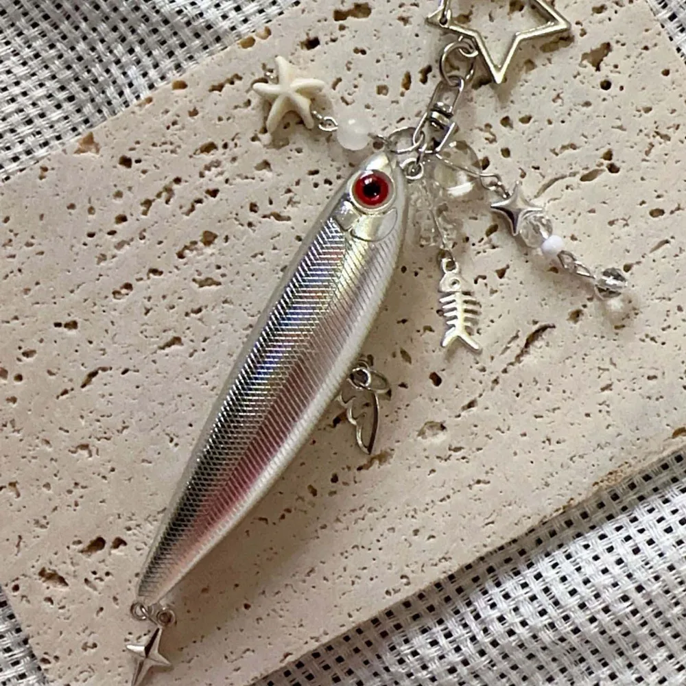 Fashion Simulation Fish Keychain Ocean Animal Handmade Fish Pendant Plastic Beads Bionic Fish Keychain Backpack Pendant