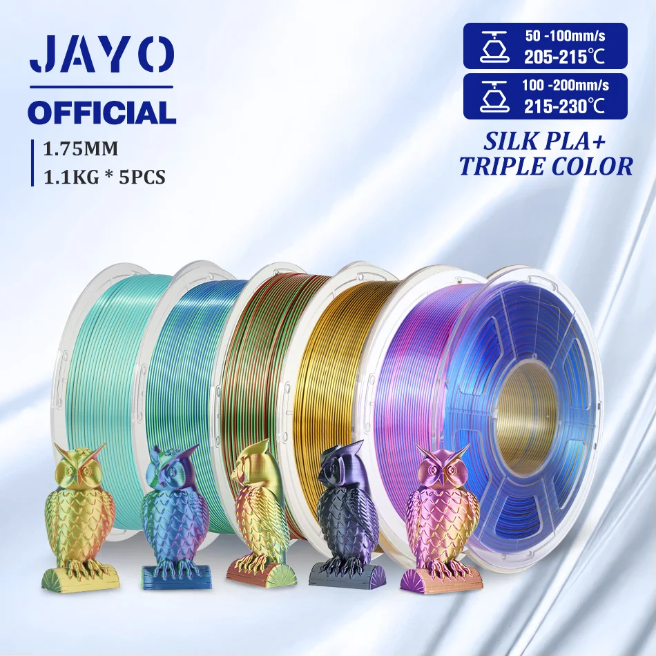 JAYO SILK PLA Filament 1.75mm Dual Colors 3D Printer Filament Coextrusion Silk Triple Color 3D Filament Shiny Multicolor Change