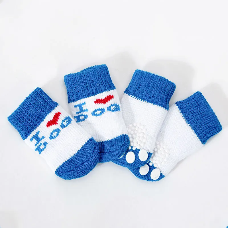 4Pcs Cute Pet Dog Socks with Print Anti-Slip Cats Puppy Shoes Paw Protector Products for Small Breeds Spitz York Dogs Chihuahua