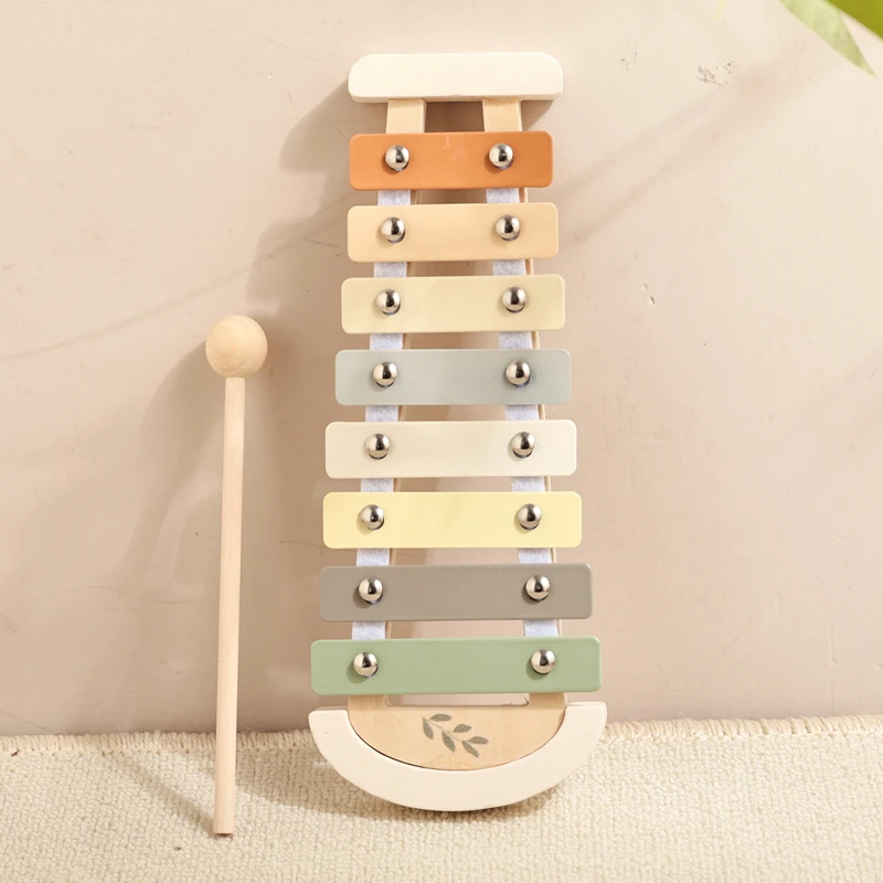 Montessori Holz Spielzeug Mehrfarbige Xylophon Glocke Perlen Trommel Spalte Musikinstrument Spielzeug Kind Pädagogisches Musikinstrument Geschenk