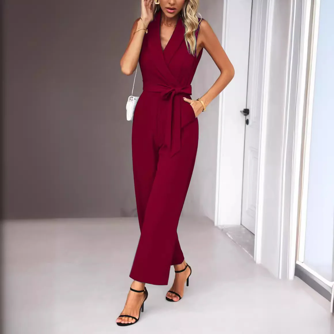 

Женский комбинезон с трансграничным разрезом, повседневные длинные брюки для поездок на работу, весенне-осенний сезон, модный универсальный костюм для женщин