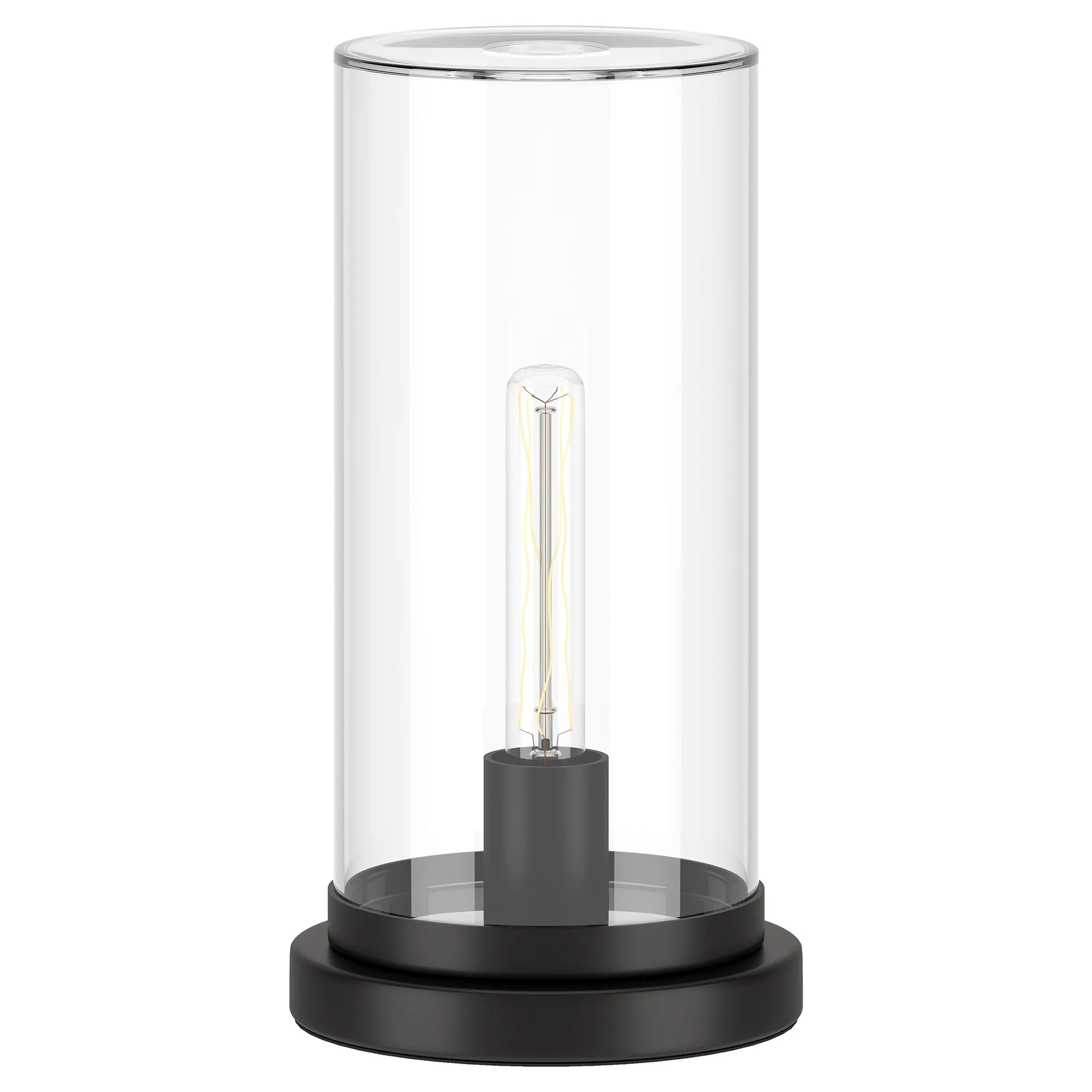 **13-Inch black metal desk lamp, transparent cylindrical lampshade, touch dimming 5w bedroom office desk lamp