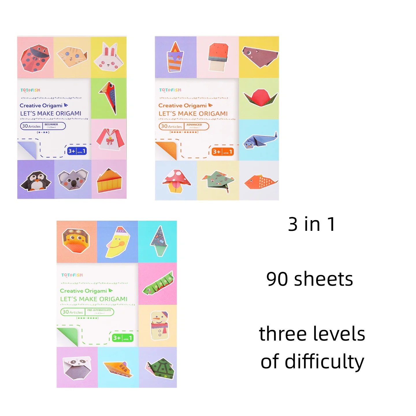 Origami Kit with 30/96 Sheets Paper & Guide Book