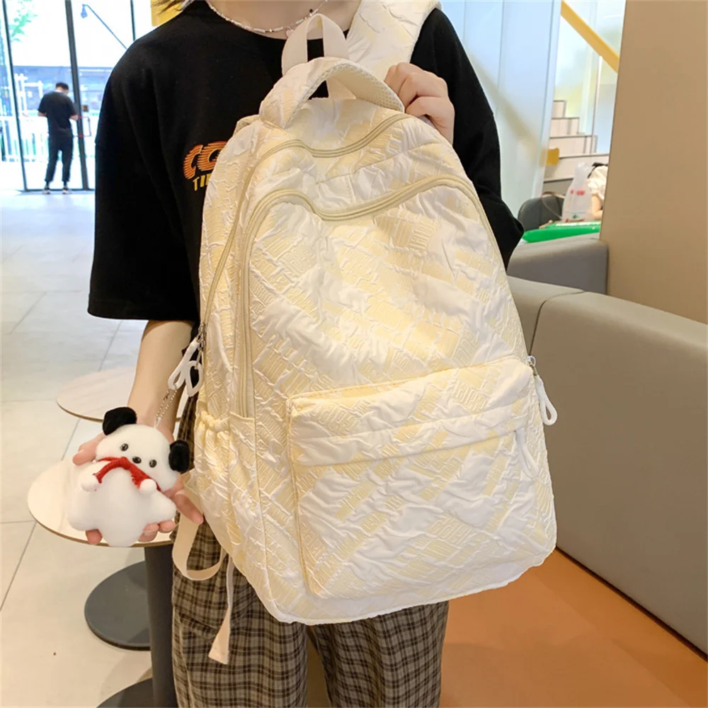 New Nylon Women's Casual Letter Schoolbag Japanese INS Junior High School Students Backpack Korean Soft Light Minimalist Bag