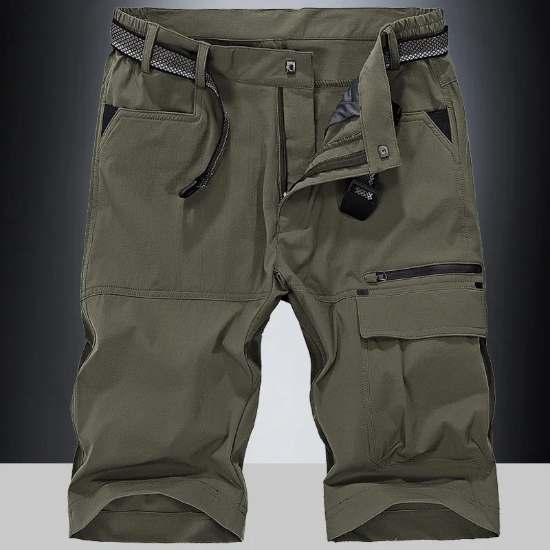 

Мужские летние брюки из ледяного шелка, свободного кроя, для активного отдыха, быстросохнущие, молодежные, модные, городские, укороченные (до колена)