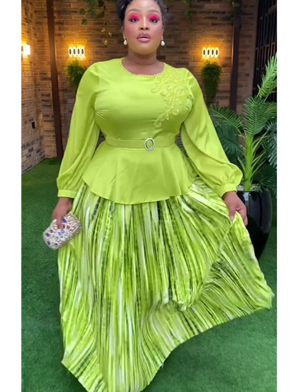 Elegant African Dresses for Women Two Pieces Set Tops And Skirts Suits Dashiki Ankara Outfits Plus Size Lady Party Dress 2024