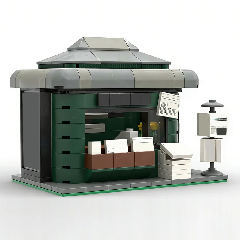 City Street View Model MOC Building Bricks Roadside Newsstand Modular Technology Children Holiday Gifts Assemble Toys Suit