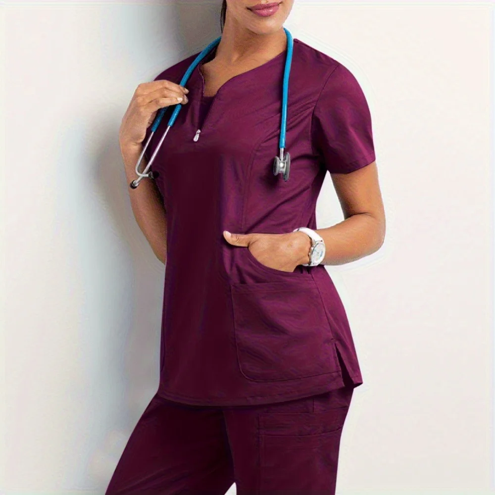 

Women's Short - Sleeve Scrub Top - Operating Room Work Uniform, Nurse & Surgeon Isolation Gown