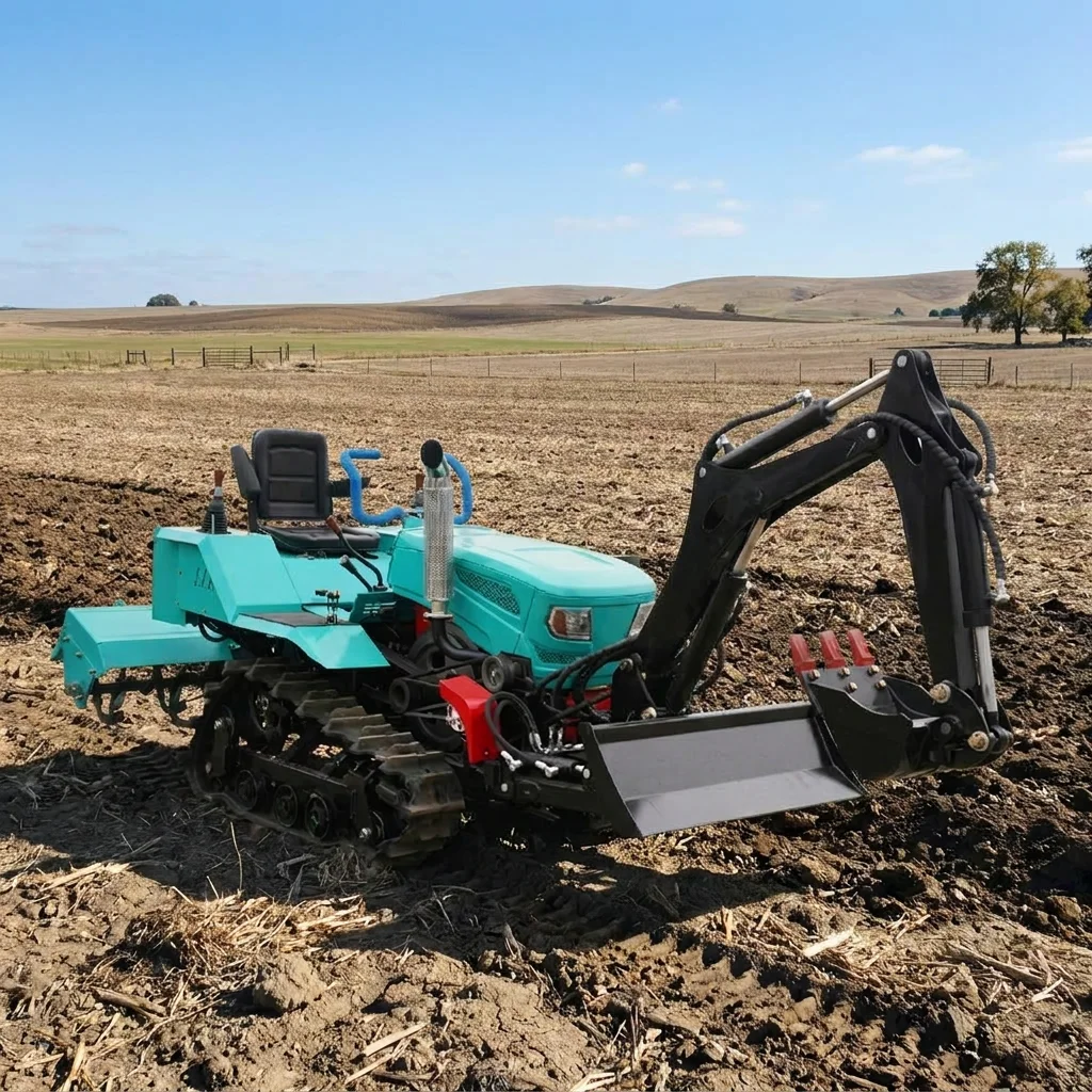 Factory Supply Rubber Track Crawler Traktor Rotary Tiller Excavator Bucket Mini Crawler Compact Tractor