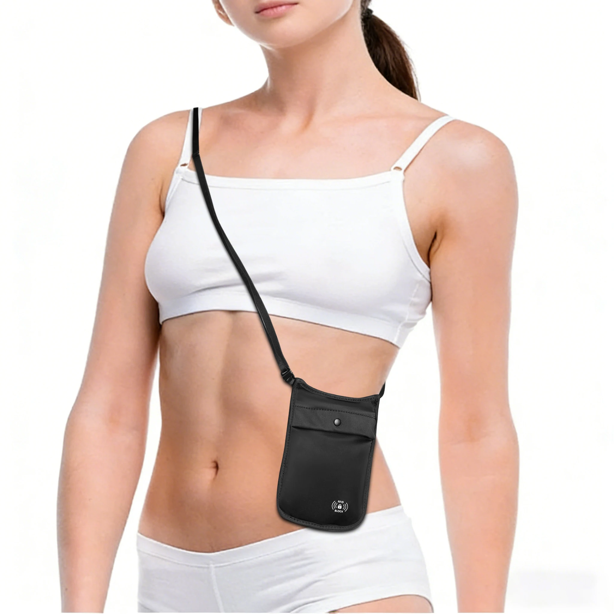 

Противоугонная RFID скрытая женская сумка через плечо, дорожный кошелек, держатель для паспорта, чехол, секретная дорожная сумка для денег на шею