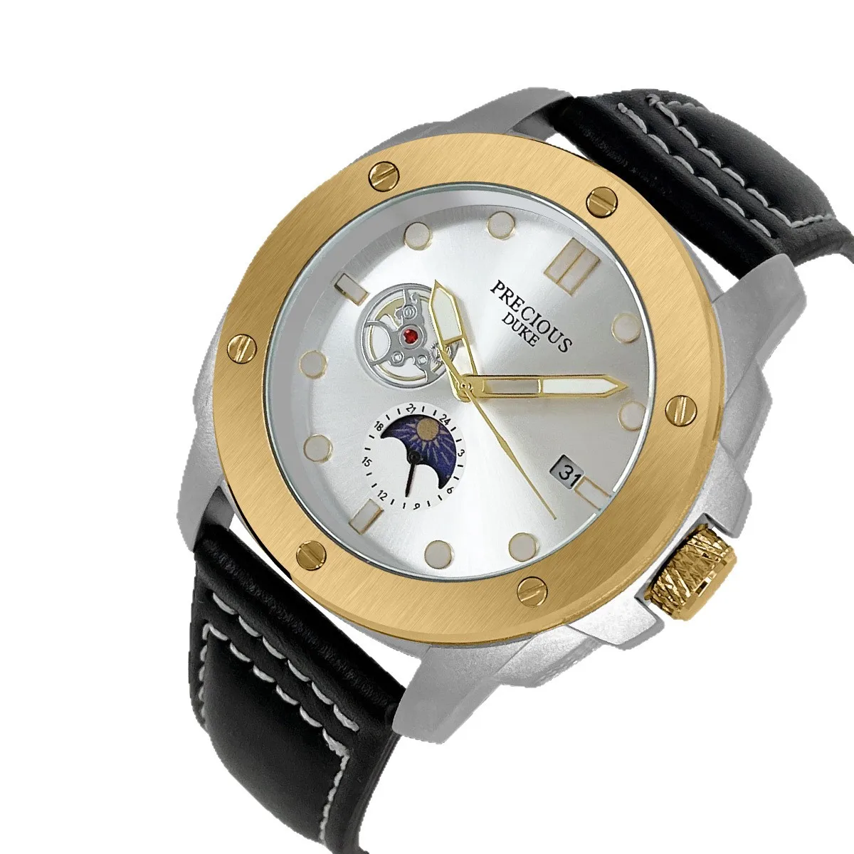 Fashion Casual PRECIUOS DUKE UK Brand Precious  Wristwatch Classic Leather Strap Elegant Quartz Watch